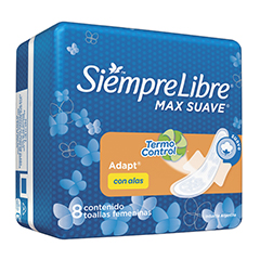 TOALLA FEMENINAS SIEMPRE LIBRE ADAPT CON ALAS SUAVE 8 UN
