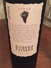 Vino fino tinto Bodega Privada syrah x 750 ml.