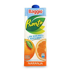 Jugo Natural Sin Azucar Naranja Baggio Pronto 1 Lt
