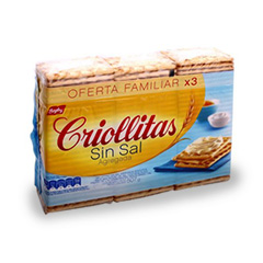 GALLETITAS CRIOLLITAS SIN SAL 507G