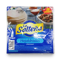 TAPA PARA EMPANADAS LA SALTENA HOJALDRADAS 412 GR