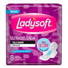 Toallas fem. Ladysoft ultra delgadas c/alas tela seca x 8 u