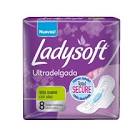 Toallas fem. Ladysoft ultra delgadas c/alas tela suave x 8 u