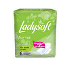 Toallas fem. Ladysoft normales con alas tela suave x 8 u.