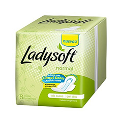 Toallita Femenina Normal Con Alas Ladysoft 8 Un