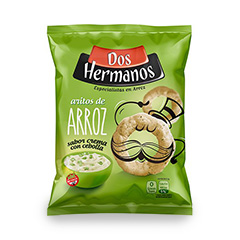 dos hermanos aritos de arroz sabor crema con cebolla 80g