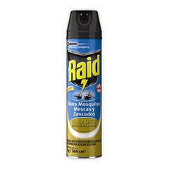 INSECTICIDA AEROSOL MATA MOSCAS Y MOSQUITOS RAID DOBLE ACCION 360 ML