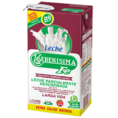 LECHE LA SERENISIMA FE DESCREMADA CON HIERRO Fe LARGA VIDA  CAJA 1L