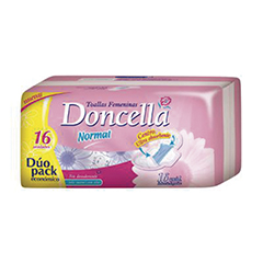 Toalla Femenina Doncella Duo Pack Con Alas Sin Desodorante 16 Un