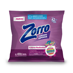 JABON EN POLVO ZORRO REG.COL.RAD. 400 GR