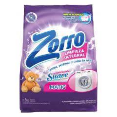   Jabon En Polvo Baja Espuma Con Suavizante Zorro 3 Kg 