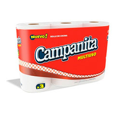   Rollo Cocina Blanco Doble Hoja Multiuso Campanita Pack 3 Un 120 Pan?Os 