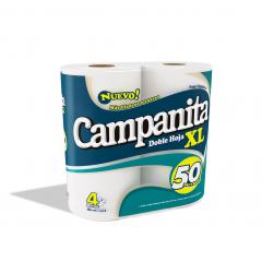 Papel Higiénico Doble Hoja Blanco 50 Mts Campanita Xl 4un