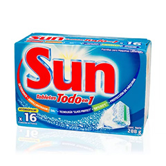 TABLETAS SUN P/LAVAVAJILLA 16UN.