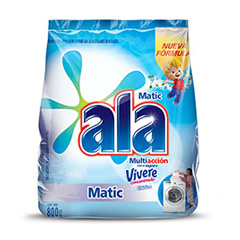   Jabon En Polvo Baja Espuma Multiaccion Con Vivere Ala Matic 800 Gr 