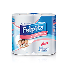 Papel Higiénico Felpita Hoja Simple Blanco 4 Unidades x 30 Mts.
