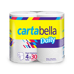 Papel Higiénico Cartabella x 30 Mts x 4 Unidades
