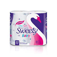   Papel Higienico Sweety Baby Pack 4 Un 30 Mt 