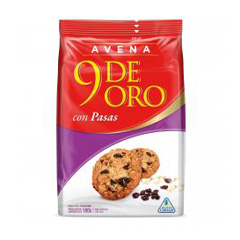 Galletitas De Avena Con Pasas 9 De Oro X 180 Gr.