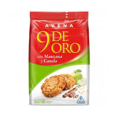 Galletitas De Avena Con Manzana y Canela 9 De Oro X 180 Gr.
