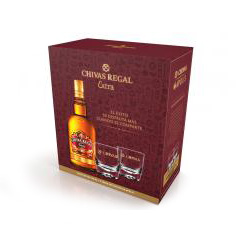 WHISKY CHIVAS REGAL EXTRA CON 2 VASOS ESTUCHE X 750