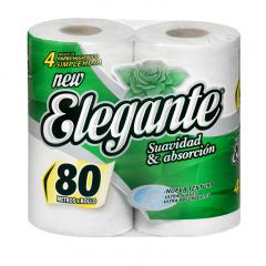 PAPEL HIGIENICO ELEGANTE BLANCO SIMPLE HOJA 4X80MT