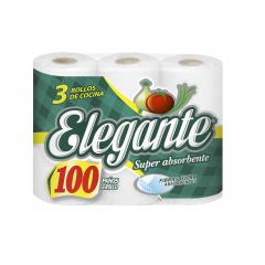 ROLLOS DE COCINA ELEGANTE DOBLE HOJA BLANCO 3X100 PANOS