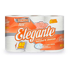 PAPEL HIGIENICO ELEGANTE PREMIUM EXTRA SIMPLE HOJA 6X40MT