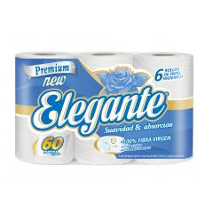 PAPEL HIGIENICO ELEGANTE EXTRA BLANCO SIMPLE HOJA 6X60MT