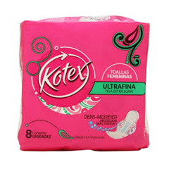 TOALLAS FEMENINAS KOTEX ULTRA FINA CON ALAS 8 UN