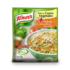 SOPA CASERA KNORR VEGETALES CON FIDEOS CARACOLITOS TRICOLOR 86 GR