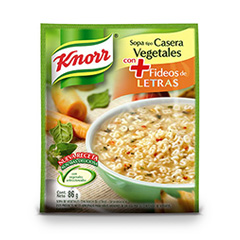 SOPA CASERA KNORR VEGETALES CON FIDEOS DE LETRAS 86 GR