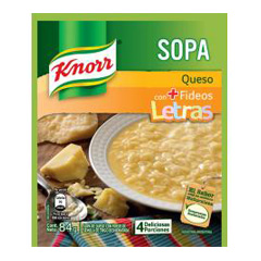 SOPA CASERA KNORR QUESO CON FIDEOS DE LETRAS 84 GR