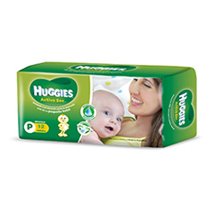 Pañales Huggies Active Sec "P" x 12 unidades.