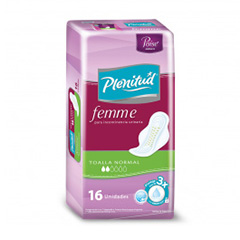 Toallas Incontinencia Normal Con Alas Plenitud Femme 16 Un