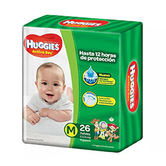 Pañales Huggies Active Sec M x 26 Unidades