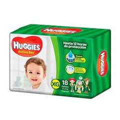 Pañales Huggies Active Sec XG x 18 Unidades