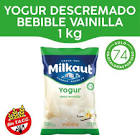 Yogur bebible Milkaut descremado vainilla sachet x 1 lt.