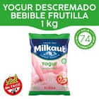 Yogur bebible Milkaut descremado de frutilla sachet x 1 lt.