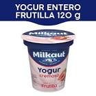Yogur Entero de Frutilla Fort. Vit. D y Zinc Pote Milkaut 120 gr