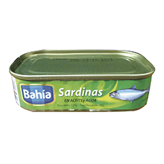 SARDINAS BAHIA ACEITE Y AGUA 125G