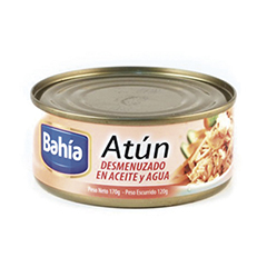 ATUN DESMENUZADO BAHIA ACEITE Y AGUA 170G