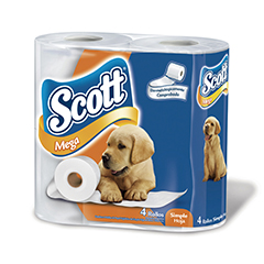 Papel Higiénico Scott Mega Hoja Simple 4 U X 80 Mts