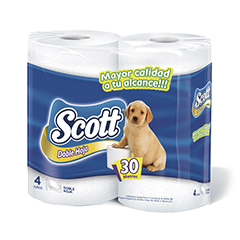 Papel Higiénico Scott  Doble Hoja 30 Mts 4 Unidades