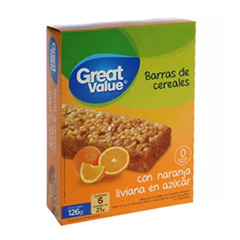 Barra De Cereal Naranja Light Great Value 126 Gr