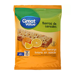 Barra De Cereal Naranja Light Great Value 63 Gr