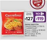 Papas Baston Tradicional Congeladas Carrefour 700 Gr