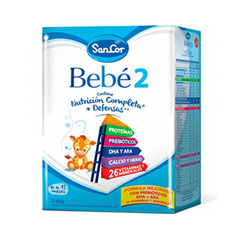 Leche En Polvo Sancor Infantíl Bebé 2 Con Hierro Para Lactantes x 800 Gr.